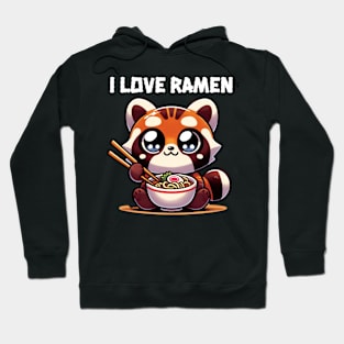 Kawaii-style Tanuki Eating Ramen with Chopsticks Hoodie